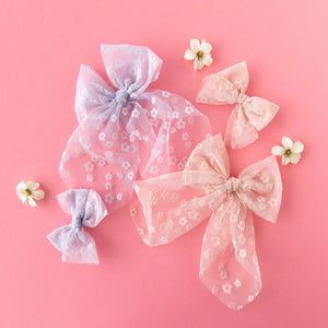 Bloom - Purple - Tulle Bow - Pigtail Set