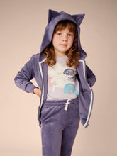 Load image into Gallery viewer, Cat Ears Velour Hoodie - Shadow
