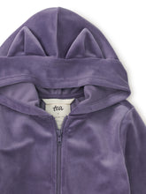 Load image into Gallery viewer, Cat Ears Velour Hoodie - Shadow
