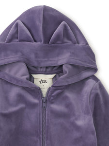 Cat Ears Velour Hoodie - Shadow