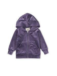 Cat Ears Velour Hoodie - Shadow