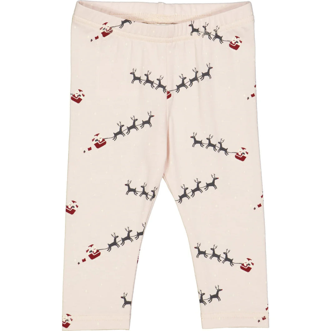 Santa Leggings With Christmas Print - Nightingale/Cabernet/Balsam Cream