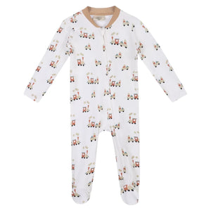 Organic Trains Zipper Footie Jumpsuit