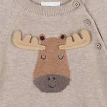 Load image into Gallery viewer, Moose Appliqué Raglan Baby Pullover Sweater - Organic Cotton Oat Heather
