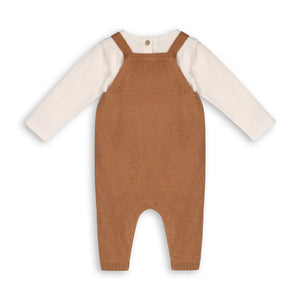 Bear Sweater Knit Baby Overall & Bodysuit Set - Organic Chai Spice