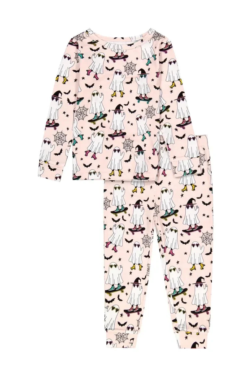 Kids Bamboo Pajamas - Ghouls Night Out - Halloween - Coral