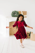 Load image into Gallery viewer, Pippa Dress In Crushed Cranberry Velvet
