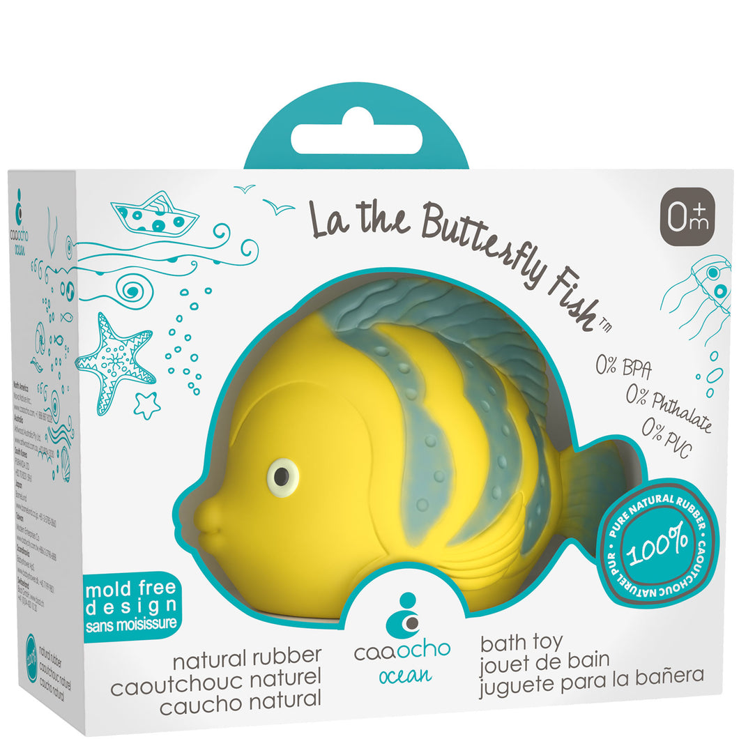 Butterfly Fish Bath Toy Hole Free - 100% Pure Natural Rubber