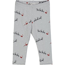 Load image into Gallery viewer, Santa Leggings With Christmas Print - Jasmin Blue/Mystery Blue/Balsam Cream
