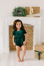 Load image into Gallery viewer, Quinn Romper In Crushed Green Velvet
