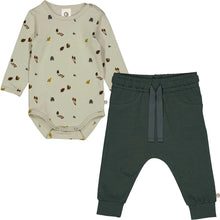 Load image into Gallery viewer, Forest Body And Pants 2 Piece Set - Soft Green/Mustard/Bark
