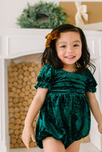 Load image into Gallery viewer, Quinn Romper In Crushed Green Velvet
