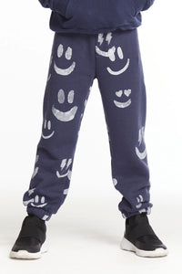 Jogger Pants - Navy With Smiles