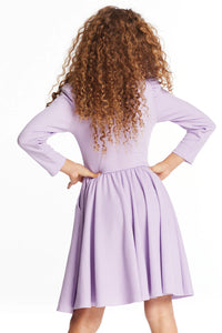 Purple Long Sleeve Swing Dress