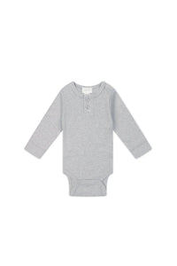 Organic Cotton Modal Long Sleeve Bodysuit - Icicle Marle