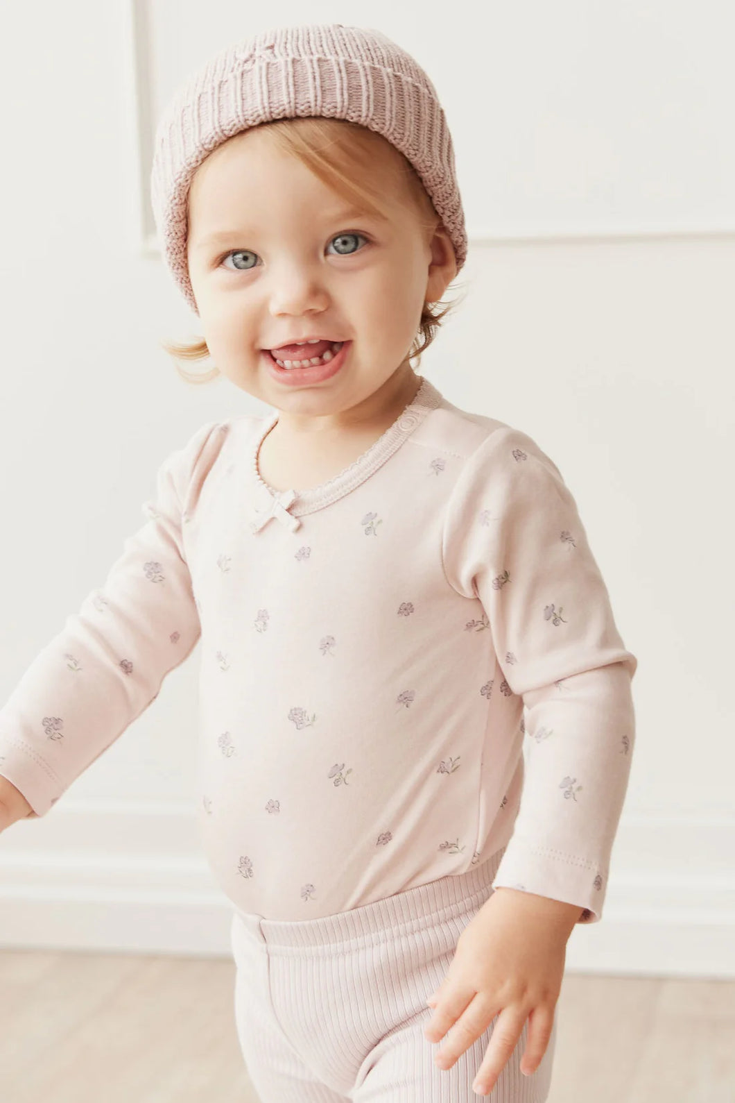 Organic Cotton Long Sleeve Bodysuit - Meredith Violet