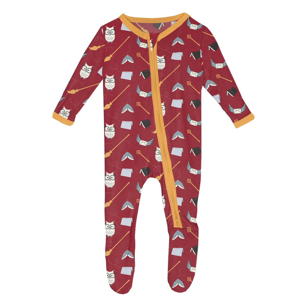 Print Footie With 2 Way Zipper - Crimson Magical World