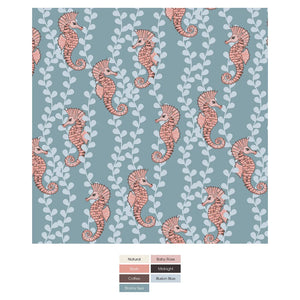 Print Muffin Ruffle Footie With 2 Way Zipper - Stormy Sea Seahorses