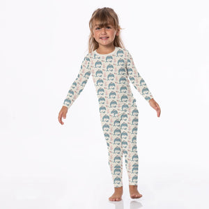 Long Sleeve Pajama Set Natural Dolphins