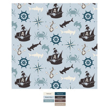 Load image into Gallery viewer, Print Footie With 2 Way Zipper - Illusion Blue Pirate Adventure
