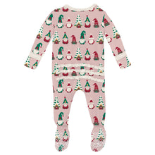 Load image into Gallery viewer, Print Muffin Ruffle Footie With 2 Way Zipper - Baby Rose Gnomes
