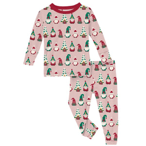 Print Long Sleeve Pajama Set - Baby Rose Gnomes