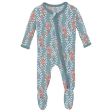 Load image into Gallery viewer, Print Muffin Ruffle Footie With 2 Way Zipper - Stormy Sea Seahorses
