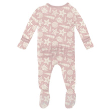 Load image into Gallery viewer, Print Muffin Ruffle Footie With 2 Way Zipper - Baby Rose Shells &amp; Starfish
