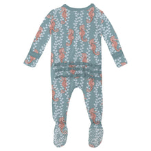 Load image into Gallery viewer, Print Muffin Ruffle Footie With 2 Way Zipper - Stormy Sea Seahorses
