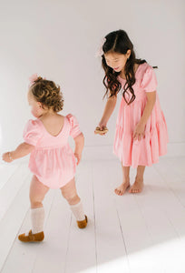 Puff Romper in Peony