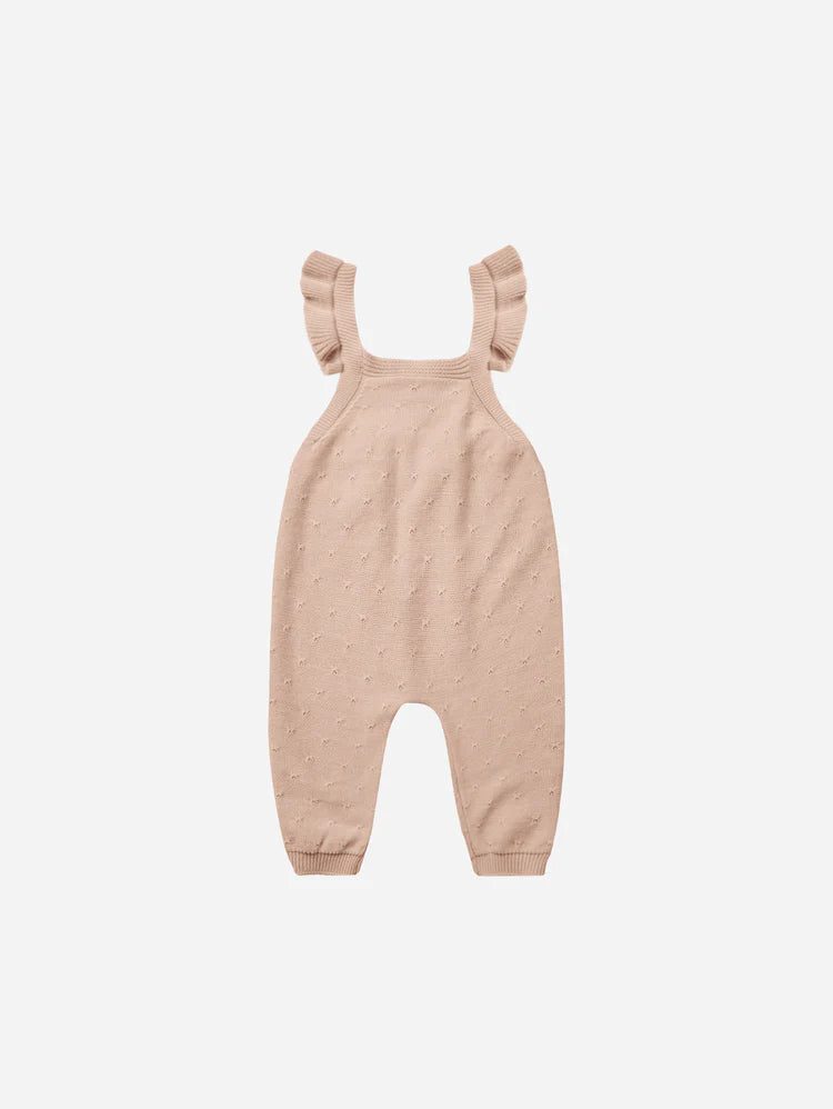 Pointelle Knit Overalls - Blush