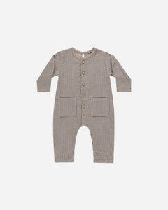 Pocketed Woven Jumpsuit - Indigo Gingham