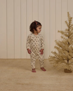 Organic Long John Pajamas - Holiday Floral