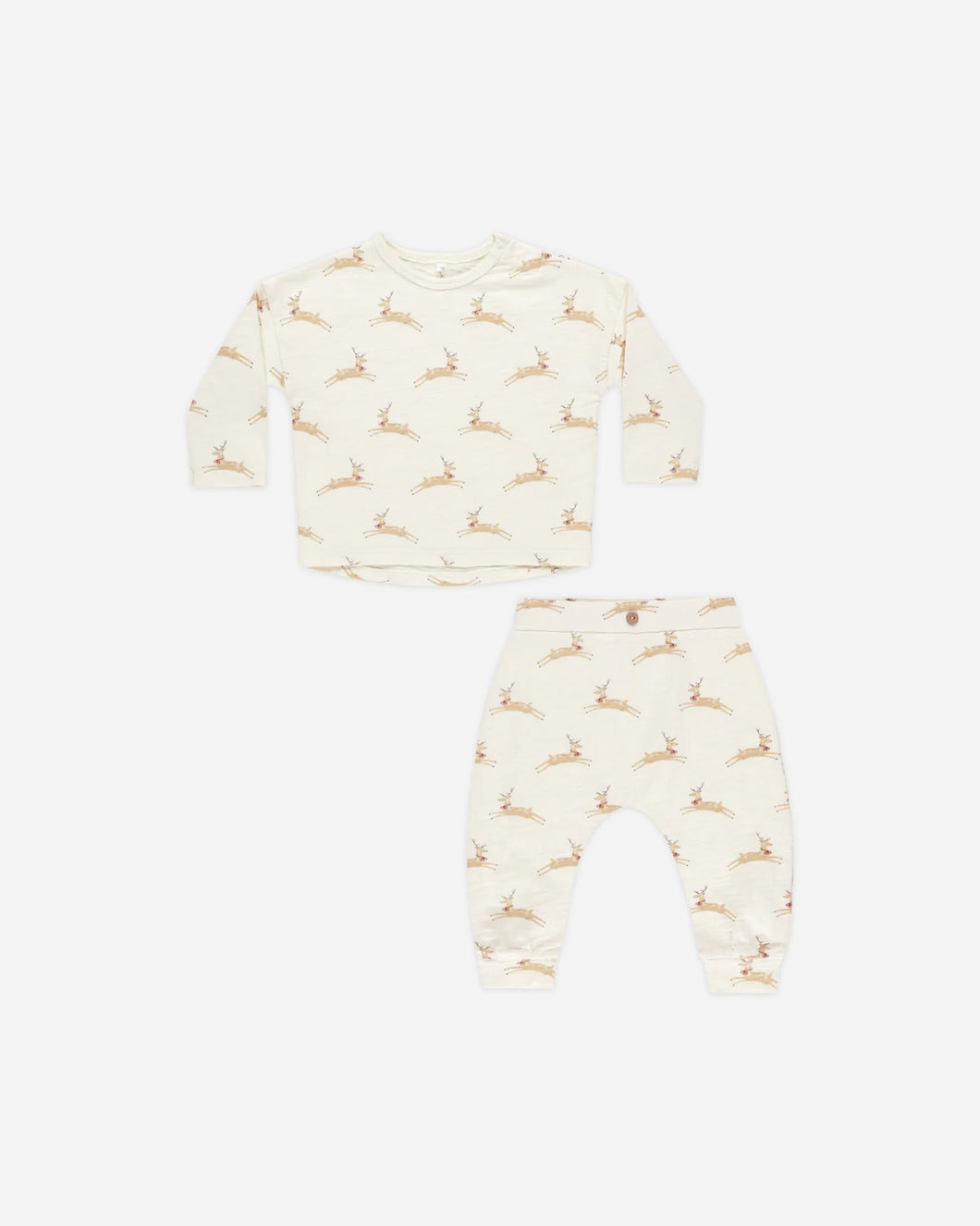 Long Sleeve Tee + Pant Set - Reindeer