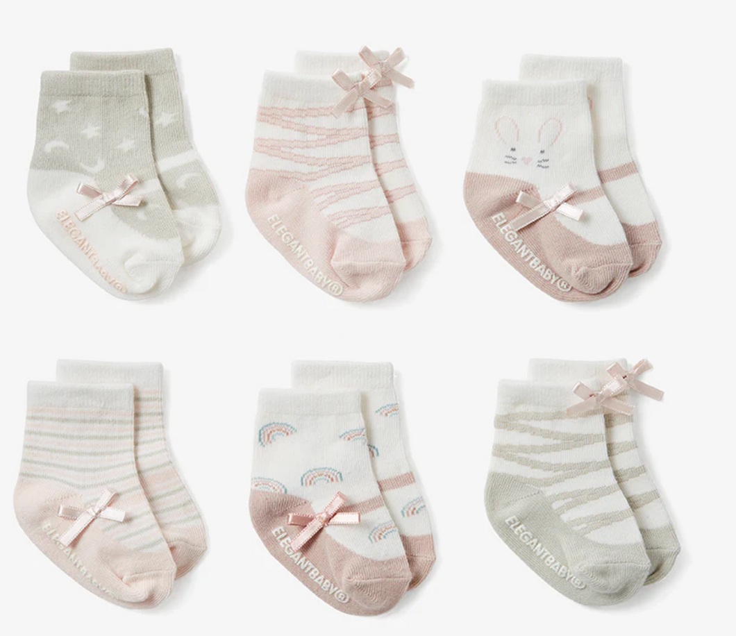 Socks - 6 Pack - Maryjane Pink