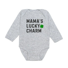 Load image into Gallery viewer, Mama’s Lucky Charm St. Patrick’s Day Long Sleeve Bodysuit - Gray
