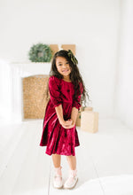 Load image into Gallery viewer, Pippa Dress In Crushed Cranberry Velvet
