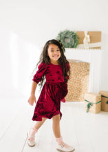 Load image into Gallery viewer, Pippa Dress In Crushed Cranberry Velvet
