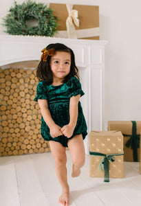 Quinn Romper In Crushed Green Velvet