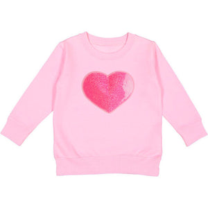 Heart Sequin Patch Valentine’s Day Sweatshirt Pink